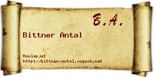 Bittner Antal névjegykártya
